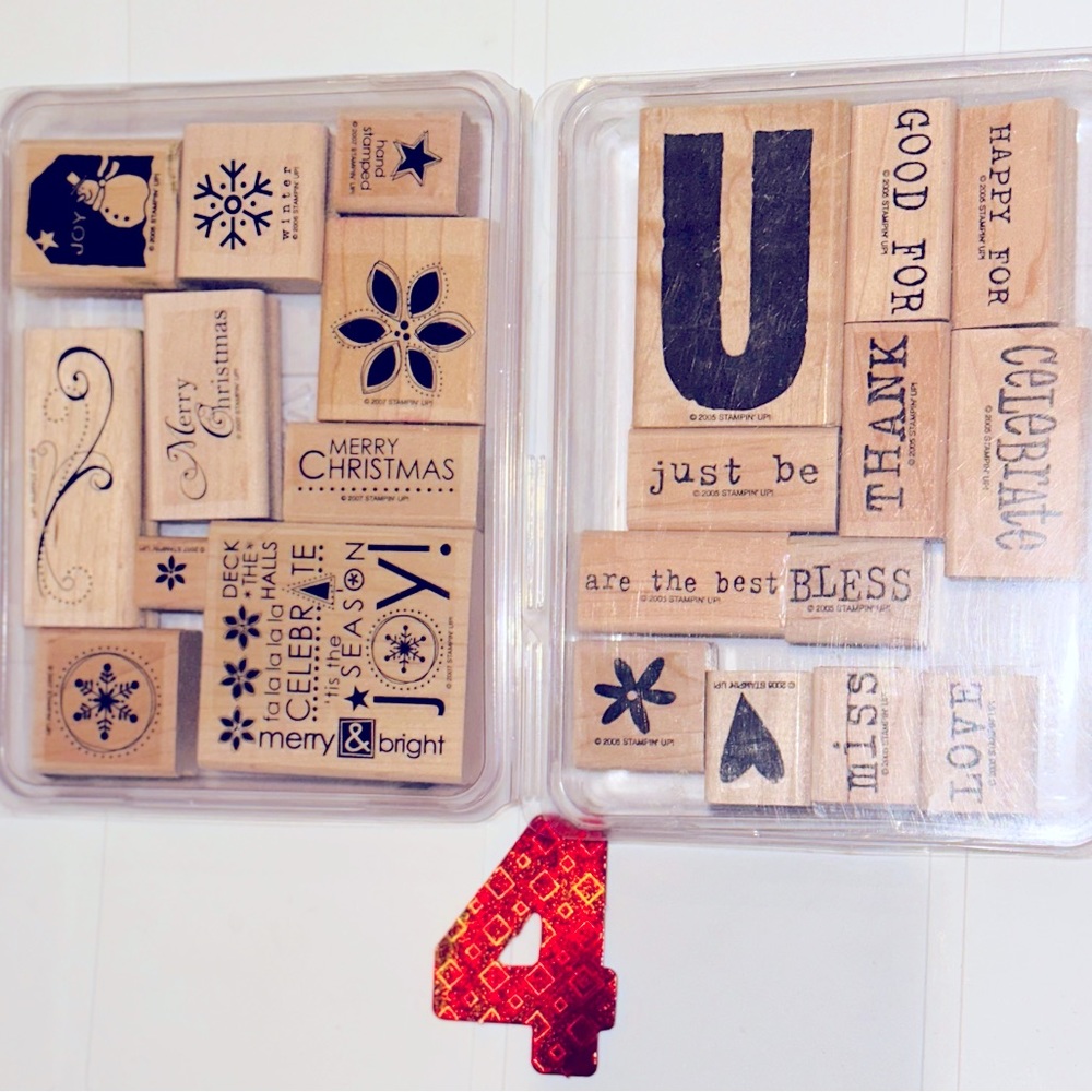 Stampin’ Up! 2 Stamp sets: CHRISTMAS! & “Just Be U” “Good for U” etc. stamp set.
